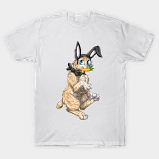 Bobtail BunnyCat: Cream Tabby (Black) T-Shirt